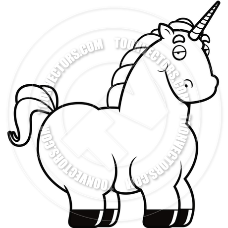 460x460 Cartoon Unicorn (Black And White Line Art) By Cory Thoman Toon