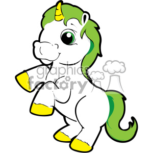 300x300 Royalty Free Cartoon Unicorn With Green Hair Vector Clip Art
