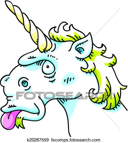 423x470 Clip Art Of Silly Unicorn K20267559