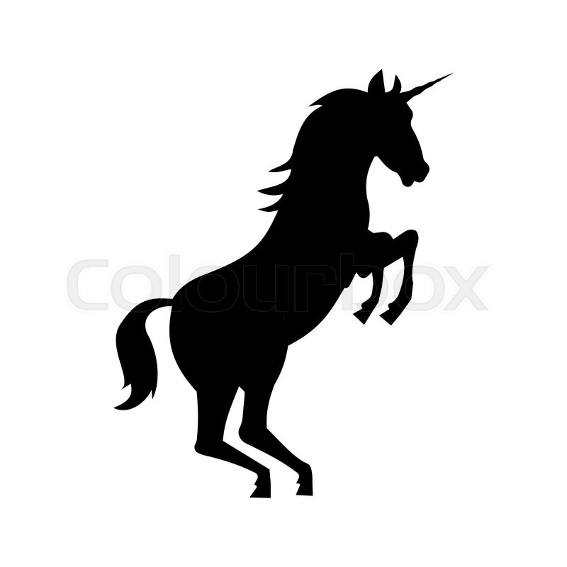 800x800 Fairy Unicorn Silhouette Isolated On White Background Stock