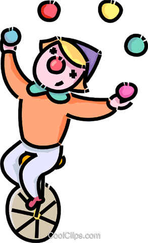 293x480 Clown Juggling On A Unicycle Royalty Free Vector Clip Art