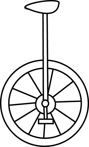 306x500 Black And White Unicycle Clip Art