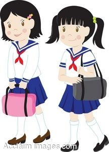 216x300 Clip Art Of Girls In School Uniforms