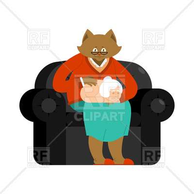 400x400 Cat As Grandmother In Parallel Universe Royalty Free Vector Clip