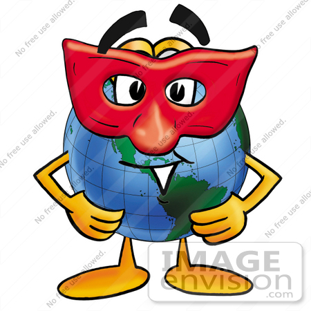 450x450 Clip Art Graphic Of A World Globe Cartoon Character Wearing A Red