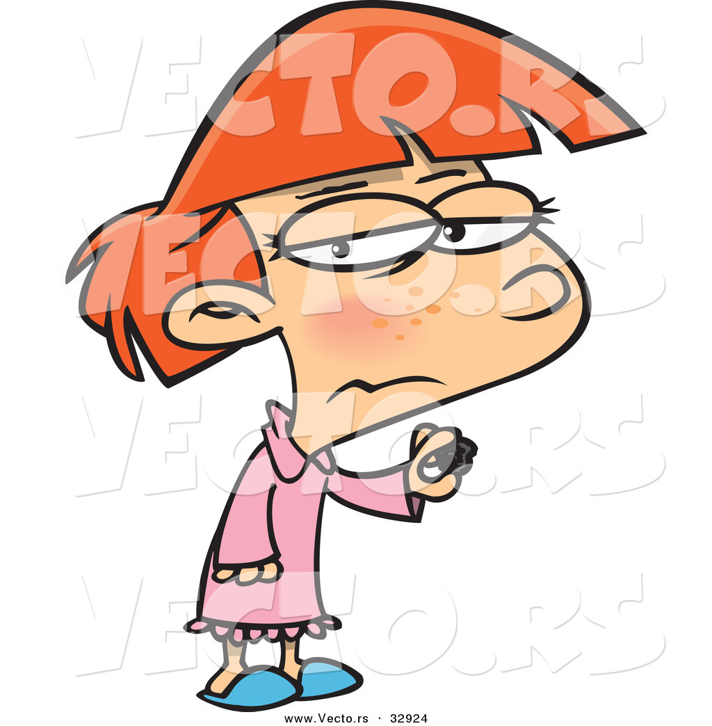 1024x1044 Cartoon Vector Of An Upset Girl Holding Small Piece Of Black Coal