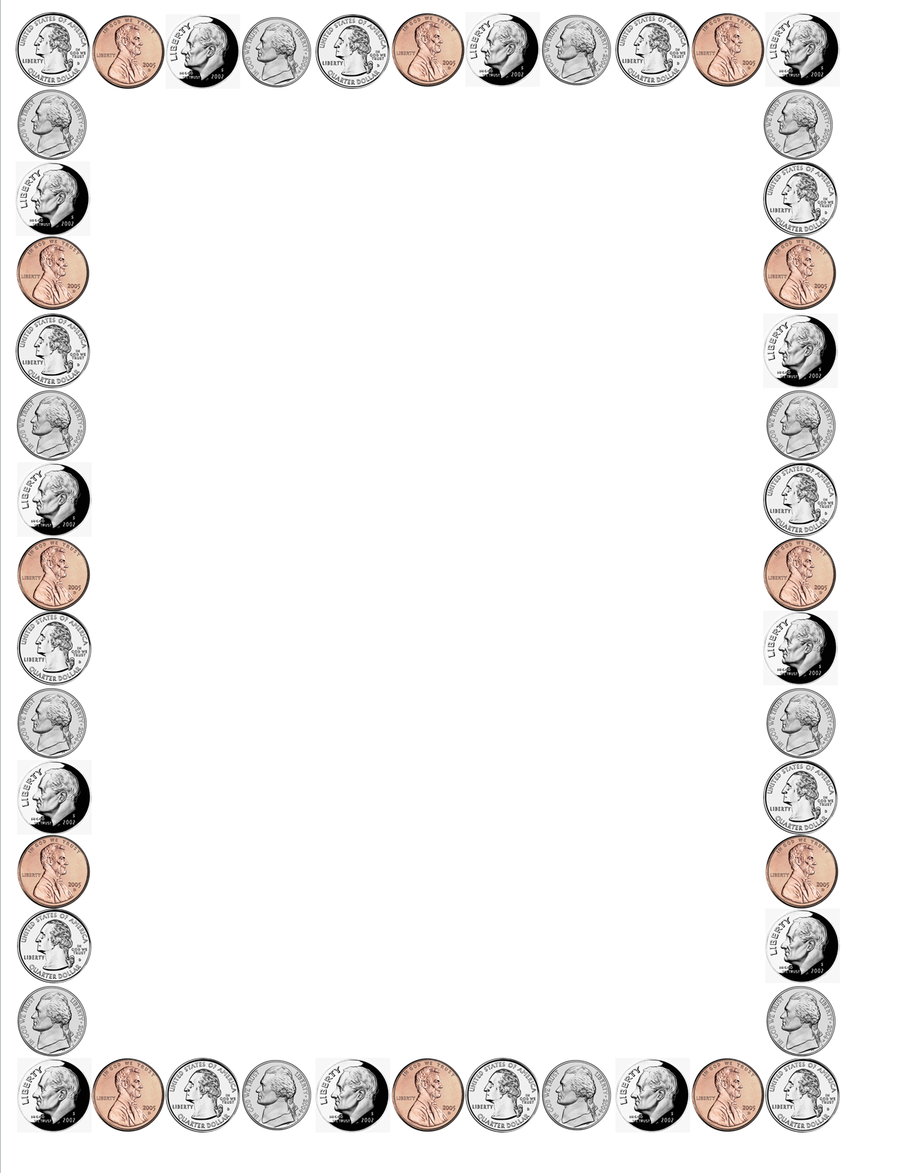 1275x1650 Coin Clipart Border