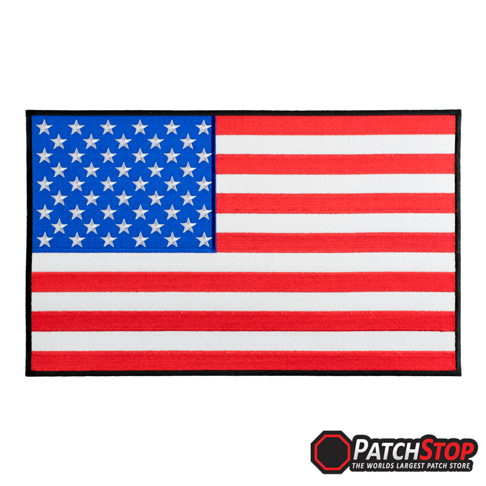 1000x1000 American Flag Black Border Patch Classic, 100% Fully Embroidered