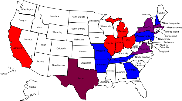 600x335 Us Color Map With State Names Clip Art