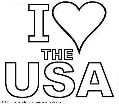 400x350 I Love The Usa Coloring Book Page