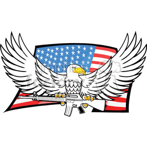 300x300 Royalty Free Eagle Holding Gun In Talons 392552 Vector Clip Art