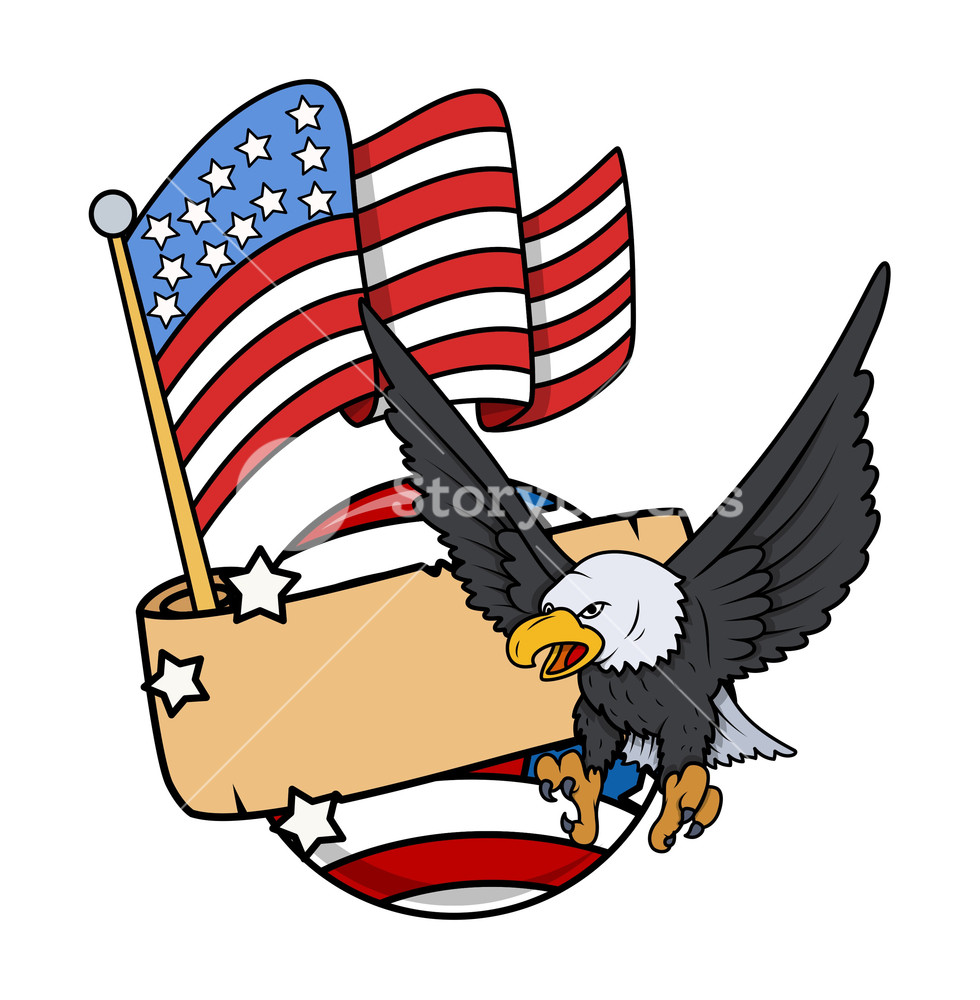 980x1000 Vector Graphic Eagle With Usa Globe And Flag Banner Royalty Free