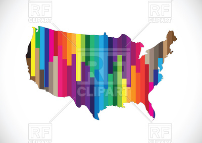 400x284 Outline Of Usa Map Filled With Motley Striped Pattern Royalty Free