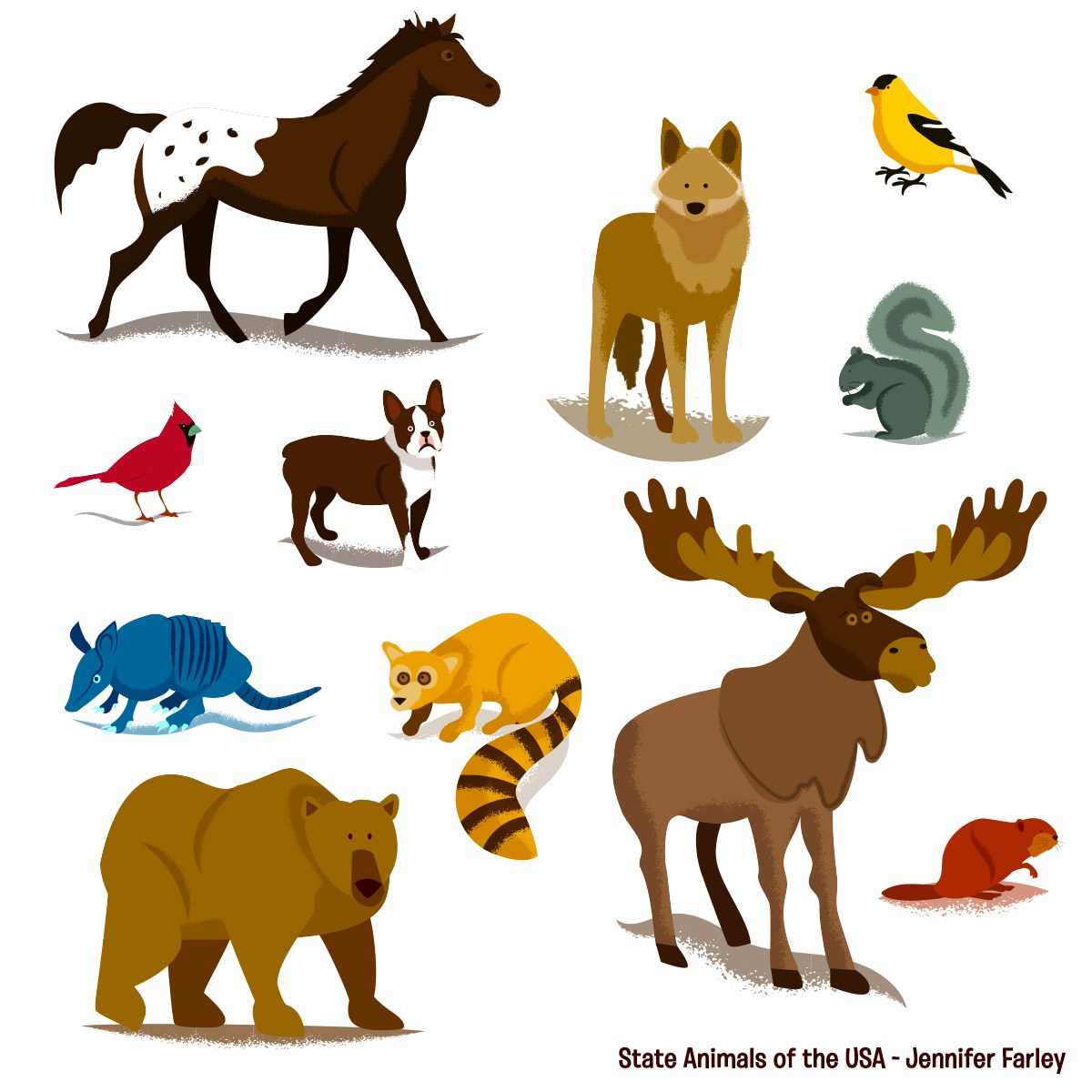 1200x1200 State Animals Of The Usa Map Jennifer Farley Illustration Amp Design