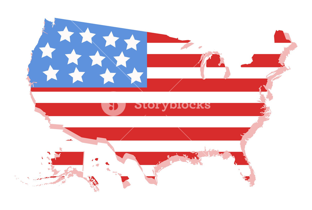 1000x673 Usa Vector Map With America's Flag Design Royalty Free Stock Image