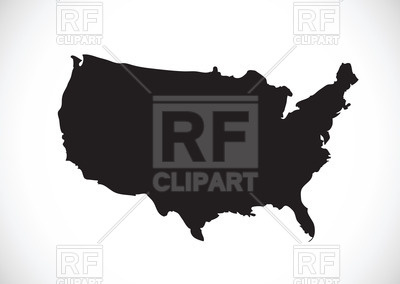 400x284 Black Usa Map Contour Royalty Free Vector Clip Art Image