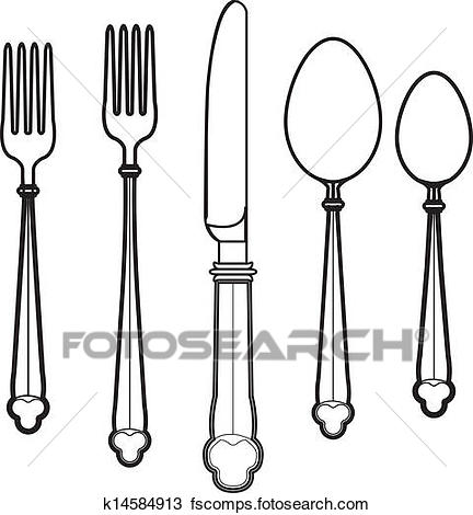 432x470 Clipart Of Eating Utensils Vector K14584913