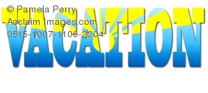 300x135 Art Image Of The Word Vacation With A Sunrise Design
