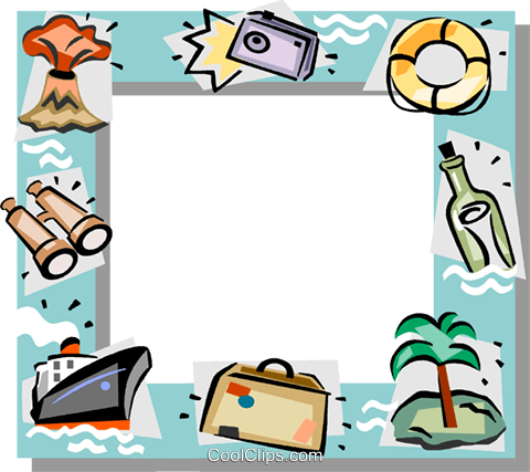 480x427 Vacation Themed Frame Royalty Free Vector Clip Art Illustration