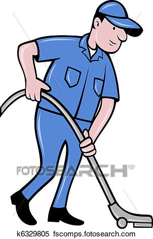 302x470 Stock Illustration Of Male Worker Cleaning With Vacuum Cleaner