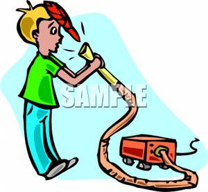 300x277 Boy Sucking His Hat Into A Vacuum Cleaner By Accident Clip Art Image
