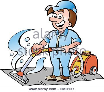 360x320 Man Using A Vacuum Cleaner, Vector Illustration Stock Vector Art