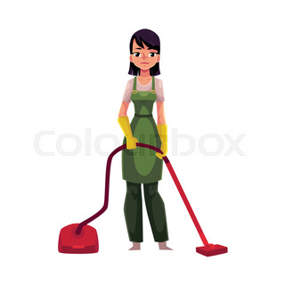 320x320 Two Cleaning Service Girls In Overalls, One With Vacuum Cleaner