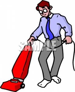 244x300 Businessman Pushing A Vacuum Cleaner