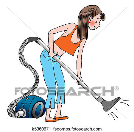 450x444 Clipart Of Cleaning With The Vacuum Cleaner K5360671