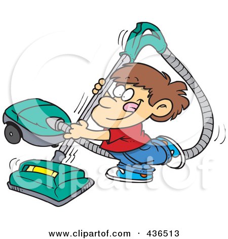 450x470 Royalty Free (Rf) Clip Art Illustration Of A Cartoon Man Vacuuming