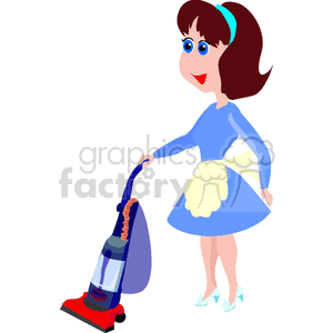 300x300 Royalty Free Cartoon Woman Vacuuming 161172 Vector Clip Art Image
