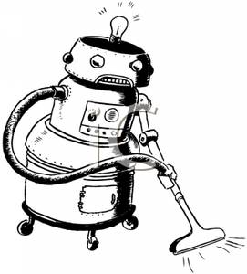 271x300 And White Robot Vacuuming Clipart Image
