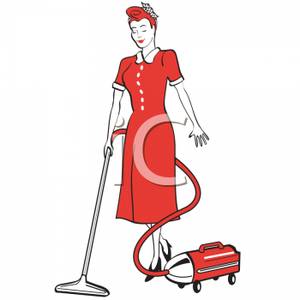 300x300rt Image Red Headed Housewife Wearing Red Dress Pushing