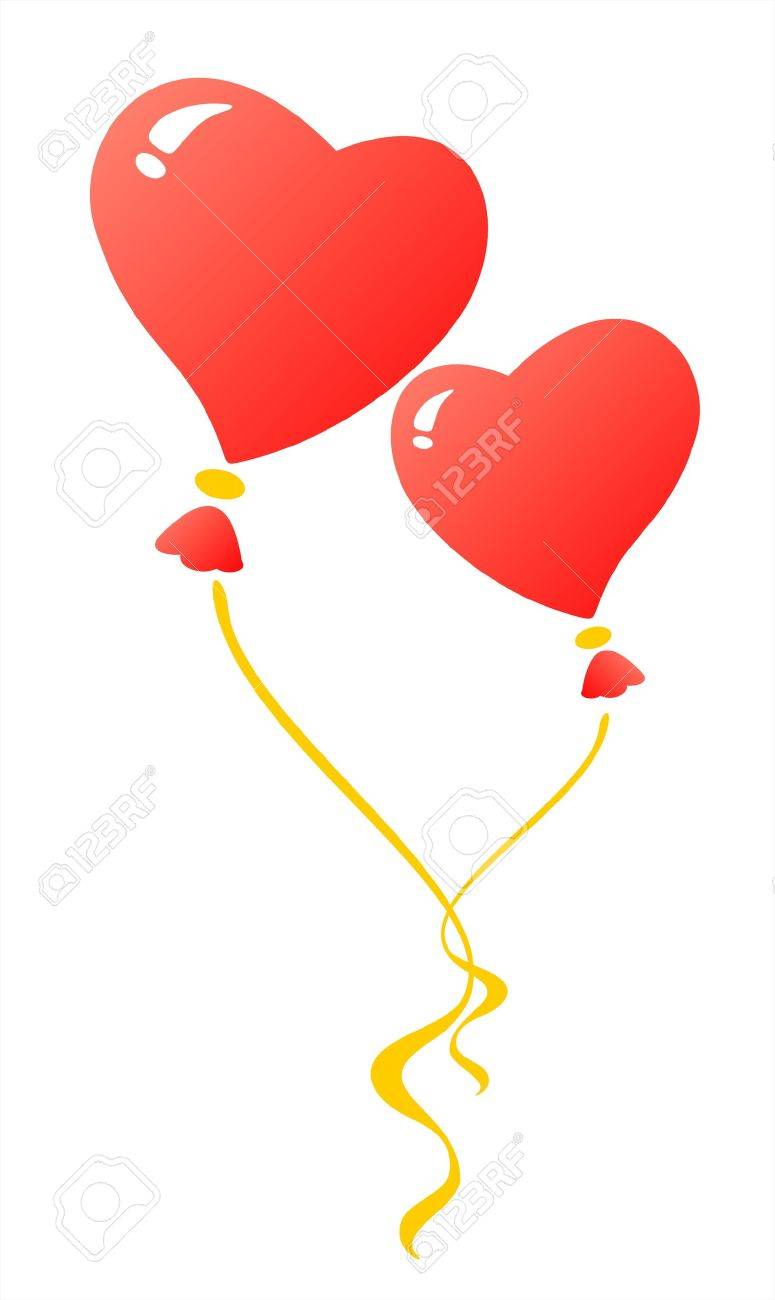 775x1300 Two Red Heart Balloons On A White Background. Valentine'S
