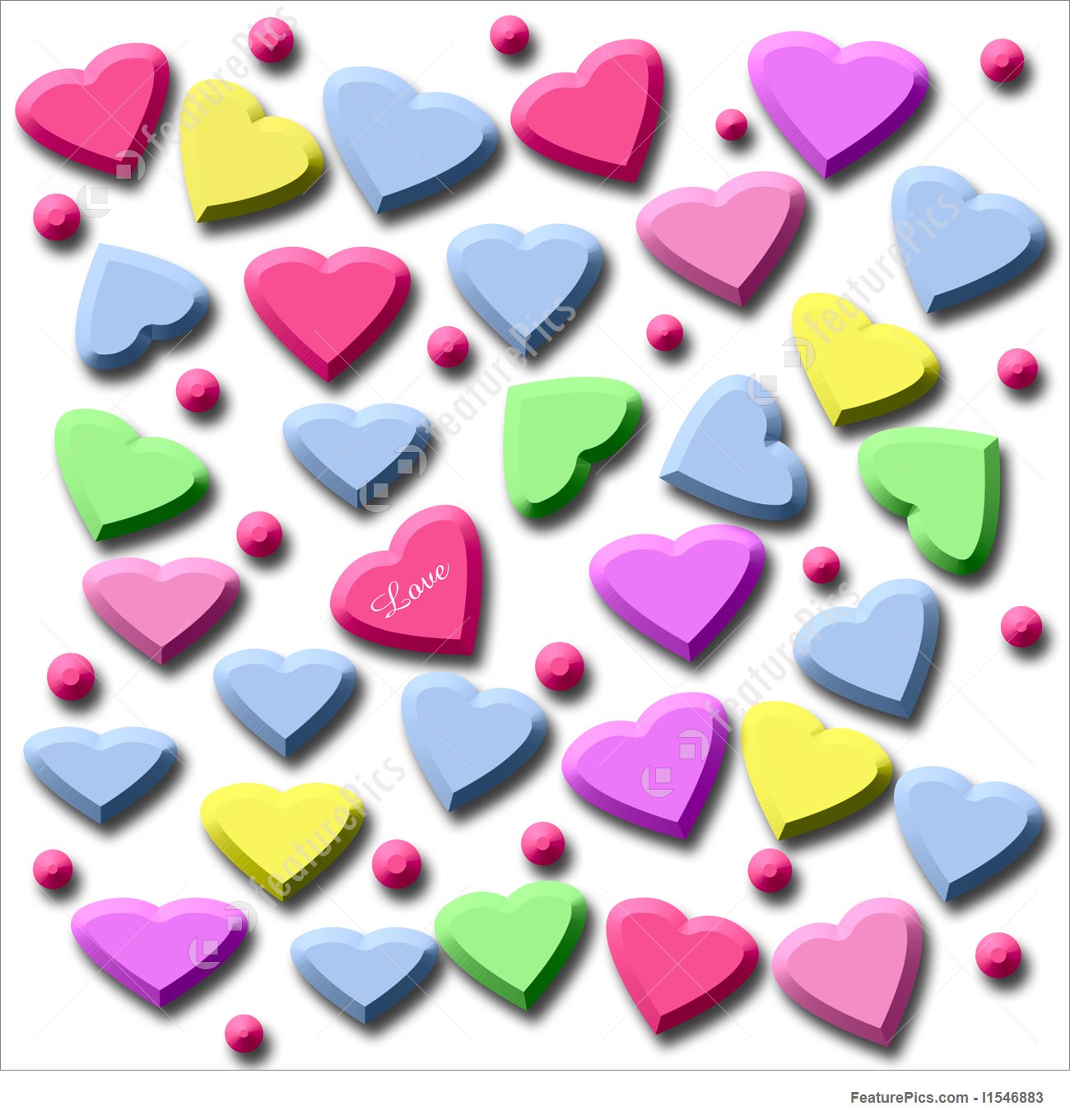 1300x1360 Illustration Of Candy Hearts 3d