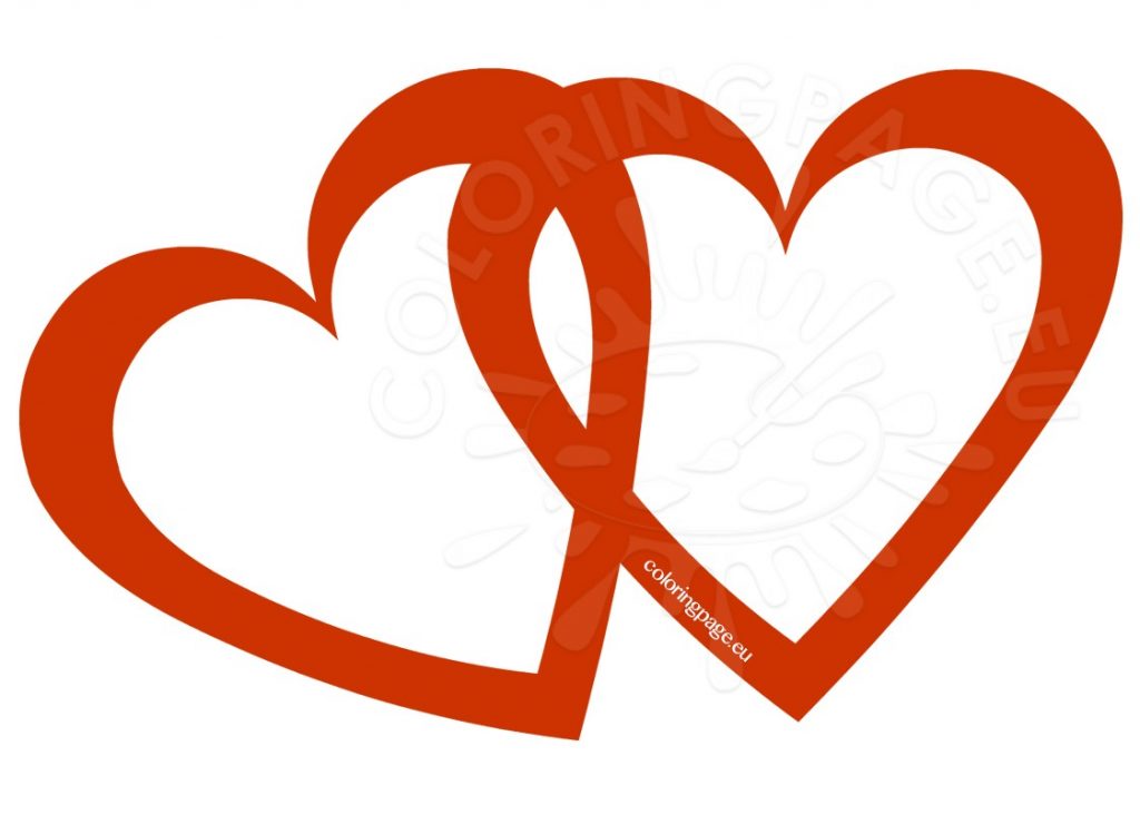 1024x749 Valentine ~ Valentine Two Lovely Hearts Clipart Coloring Page