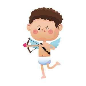 300x300 Illustration Of A Cupid Shooting Arrow On A Valentine Card Royalty