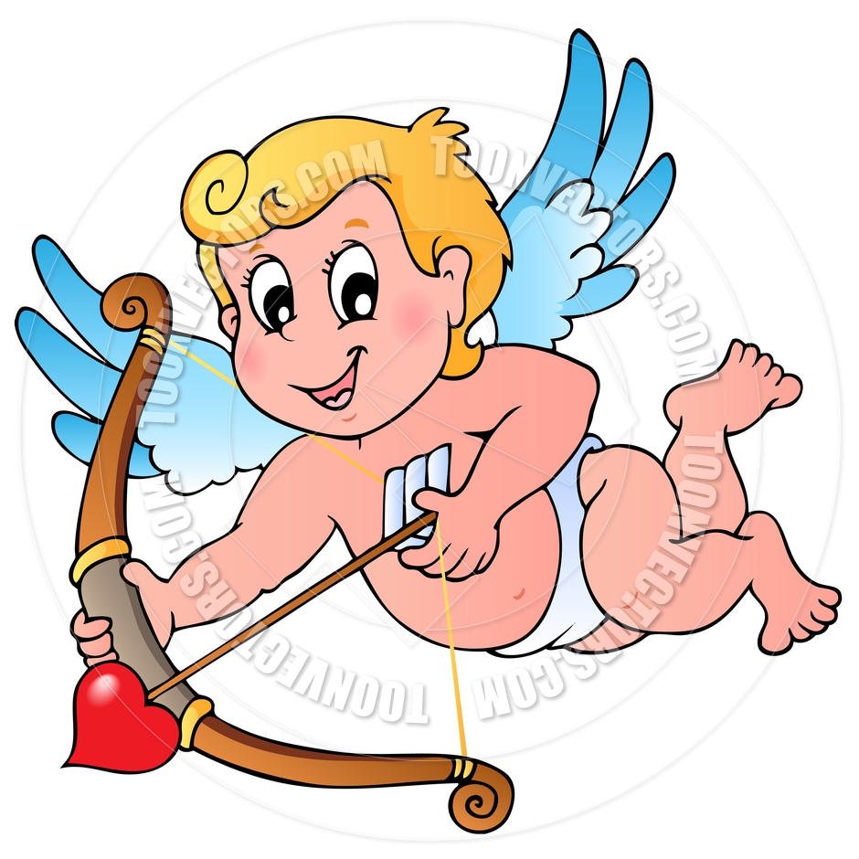 940x940 Cartoon Valentine Cupid Flying With Bow By Clairev Toon Vectors