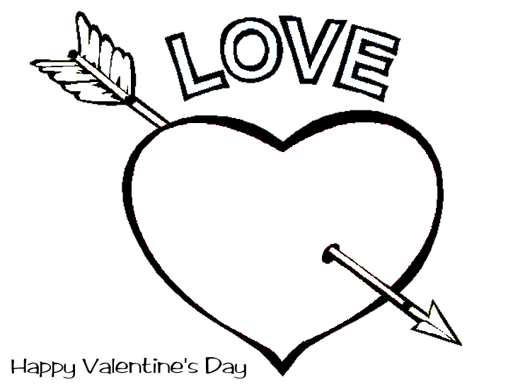 725x550 Happy Valentine's Day Heart With Arrow Coloring
