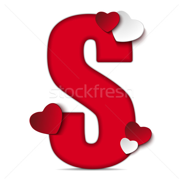 600x600 Alphabet Letters With Red Heart Valentine Day Vector Illustration