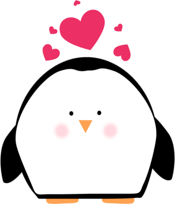 350x406 Penguin Valentine Hearts Clip Art