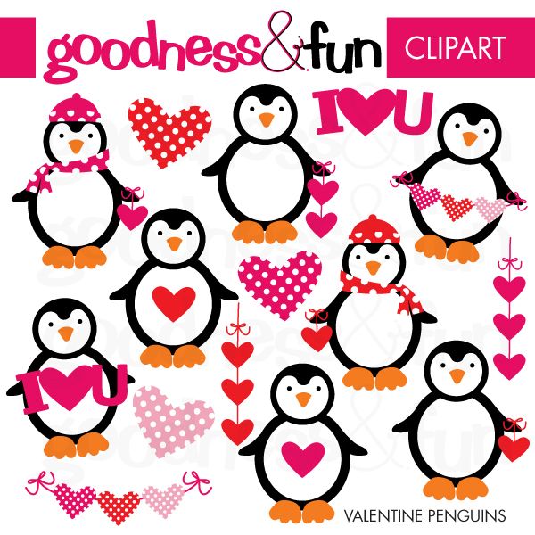 600x600 Penguin Clipart Valentines Day