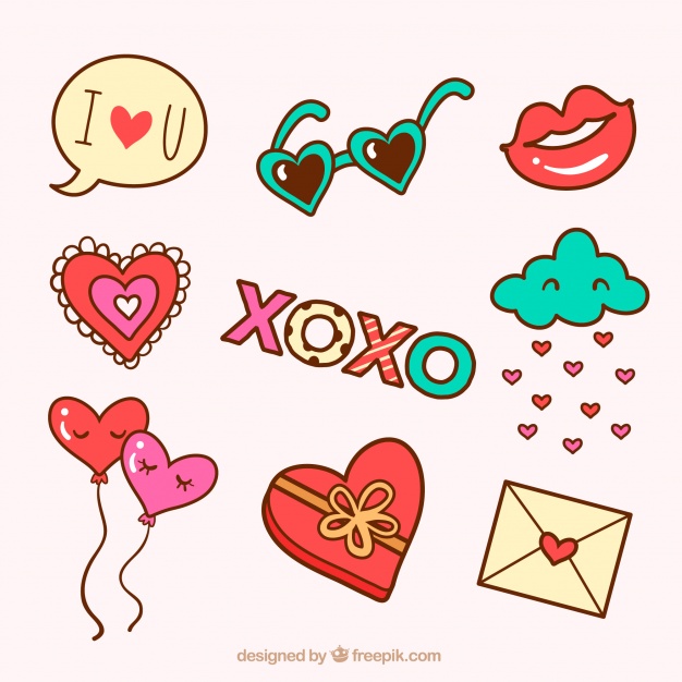 626x626 Doodle Valentine's Day Element Collection Vector Free Download