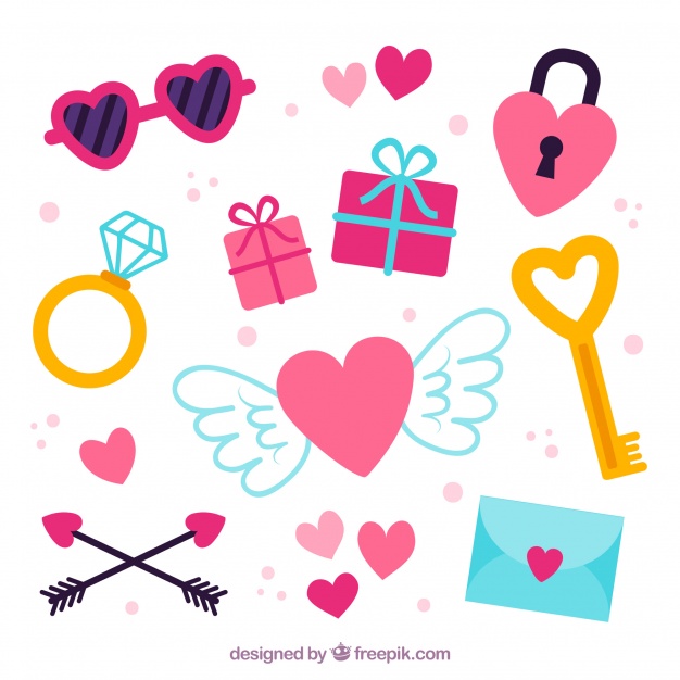 626x626 Flat Valentine's Day Element Collection Vector Free Download