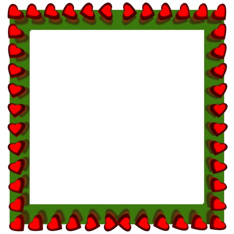 480x480 Red Love Hearts Reflection On Green Stripe Square Border 3d Borders