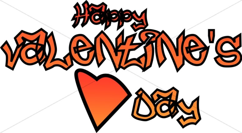 776x429 Graffiti Happy Valentine's Day With Heart Secular Holiday Word Art
