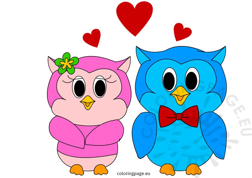 842x595 Owls In Love Valentines Day Clip Art Coloring Page