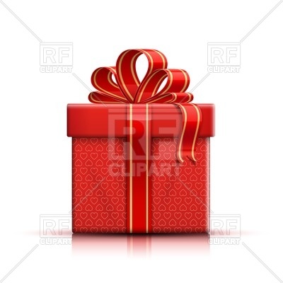 400x400 Red Valentine Day Gift Box With Heart Shapes, Ribbon And Bow