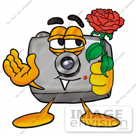 450x450 Clip Art Graphic Of A Flash Camera Cartoon Character Holding A Red