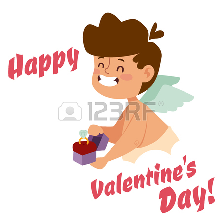 450x450 Valentine Day Cupid Angel Cartoon Style Vector Illustration
